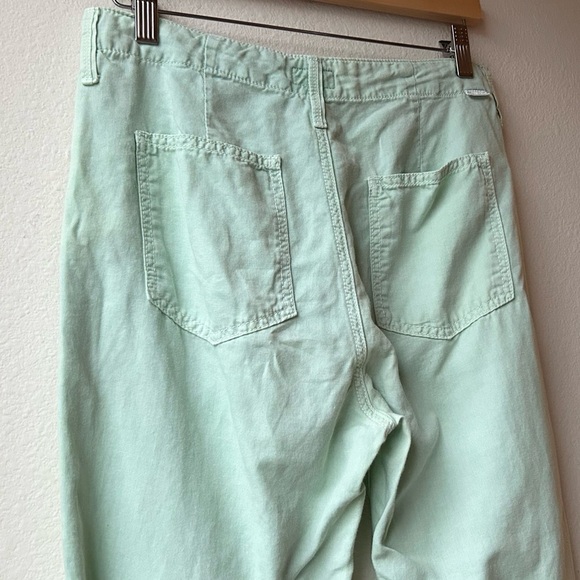 Mother Hedge Green The Shaker Chop Cropped Linen Blend Pants Size 27 - Picture 9 of 16